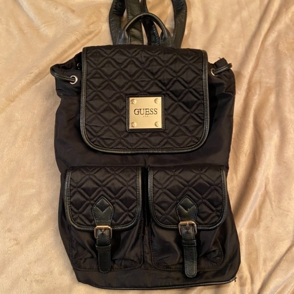 Guess Handbags - GUESS Black Quilted Backpack